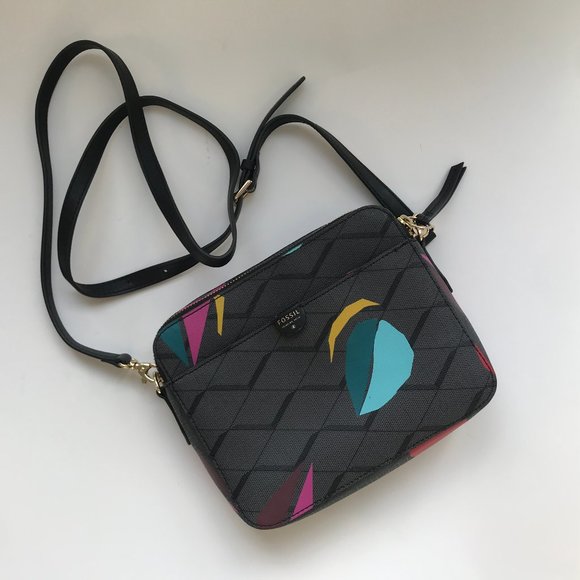 Fossil Handbags - FOSSIL Elle Crossover Handbag Grey Print